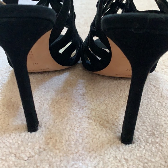 Manolo Blahnik black suede multi strap sandals high heels VGUC 4” size 37 US 7 - Picture 8 of 14